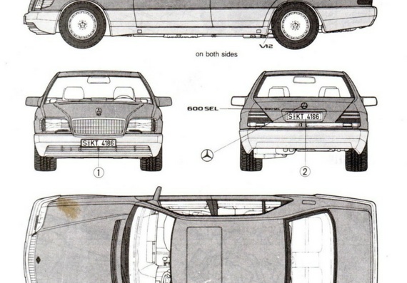 Mercedes 600SEL W140 (Мерcедес 600СЕЛ В140) - чертежи (рисунки) автомобиля